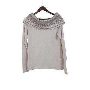 White House Black Market Fair Isle Knit Sweater Size Medium Pullover Cotton Blen